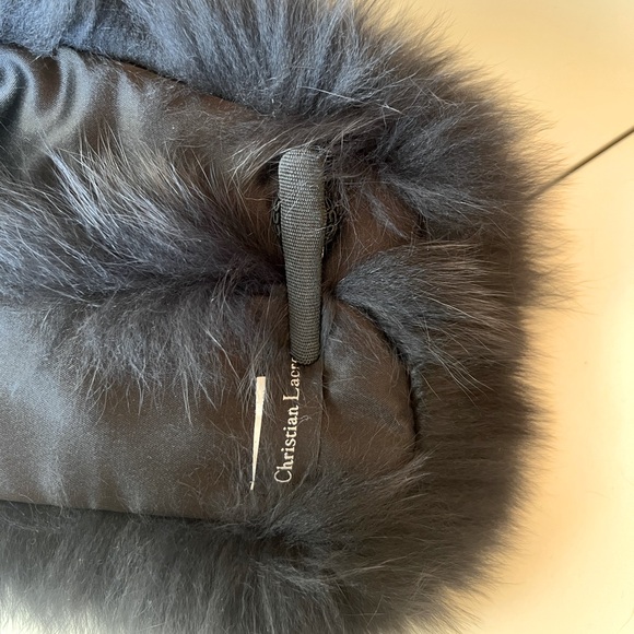 🆕 Christian Lacroix Fox Stole • Navy-Grey • NWOT - Picture 3 of 6